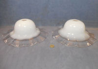 Pair of White and Clear Glass Lamp Shades S65