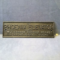 Phoenix Elevator Cast Iron Nameplate