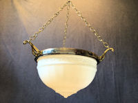 Pressed White Glass and Brass Electric Light Fitting HL523