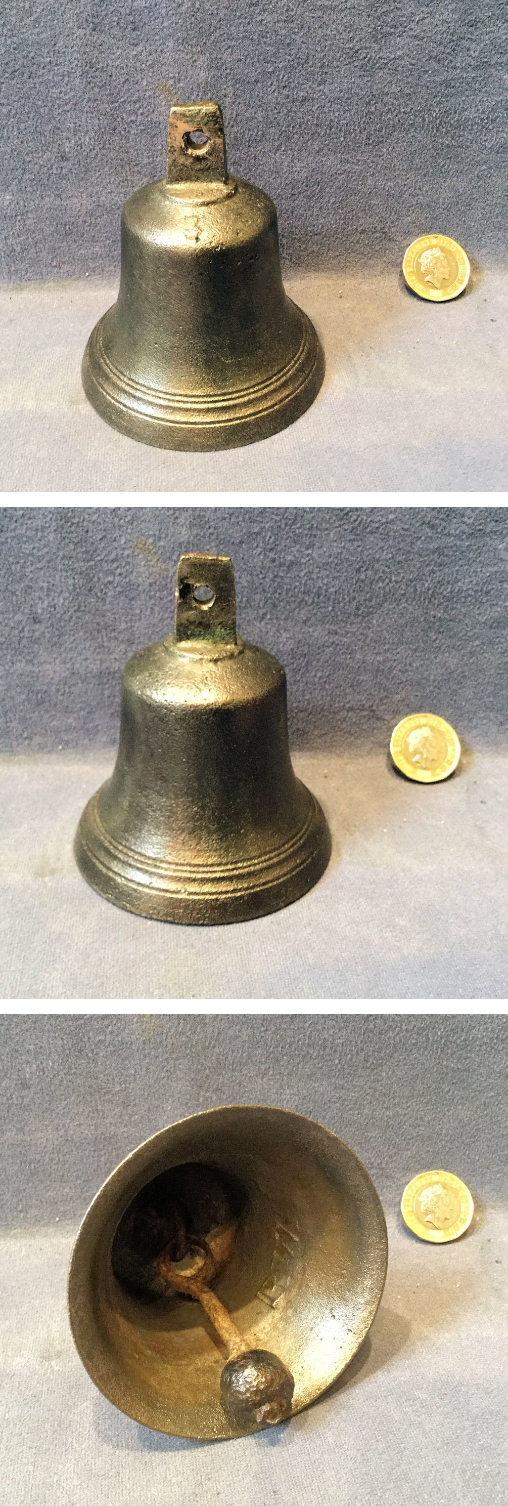 Clock Bell Lot K742 CAST BRASS BELL 1 3/4 INCH DIAMETER 