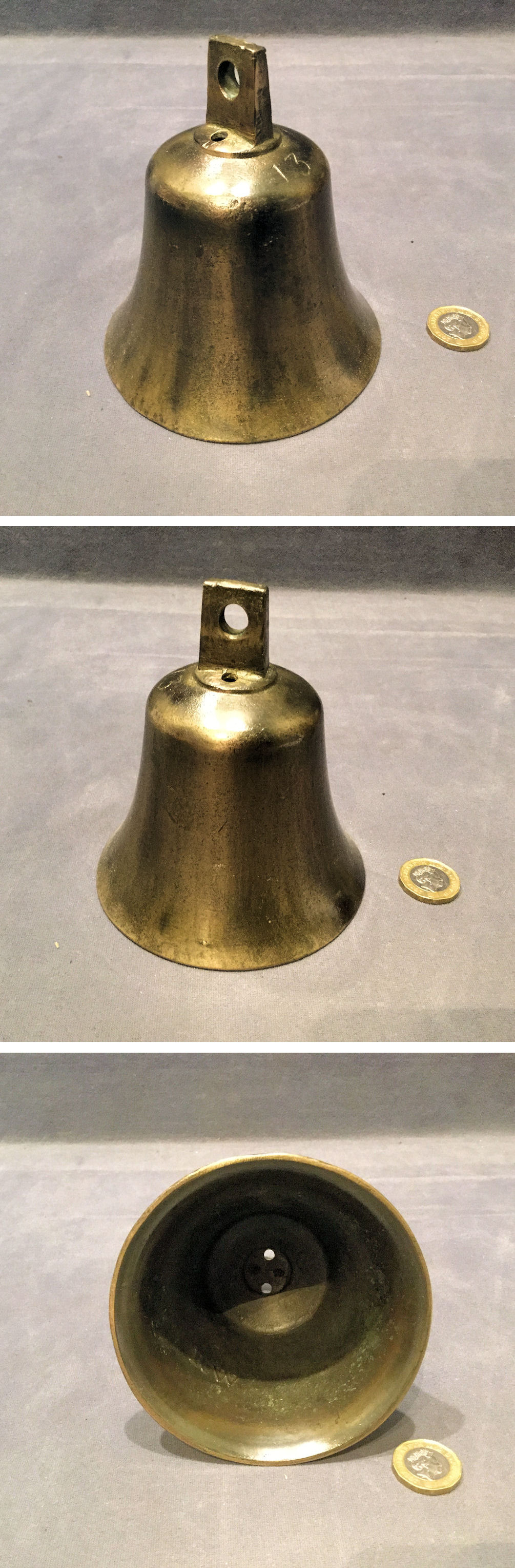 Clock Bell Lot K742 CAST BRASS BELL 1 3/4 INCH DIAMETER 