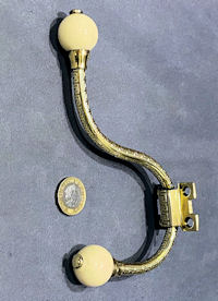 Run of Brass and Ceramic Hat and Coat Hooks, 9 matching available