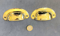 Run of Brass Drawer Cup Handles, 8 pairs available CK592
