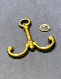 Run of Brass Wardrobe Rail Hooks, 5 available CH61