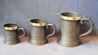 Set 3 Brass and Pewter Ale Measures M180