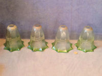 Set of 4 Greeen Glass Lamp Shades