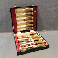 Set of 12 Stainless Steel Antler Handled Steak Knives