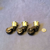 Set of 3 Brass and Ceramic Furniture Castors C49