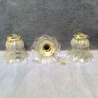 Set of 3 Clear and Etched Glass Lamp Shades S550