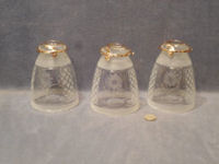 Set of 3 Cut Glass and Frosted Lamp Shades S37