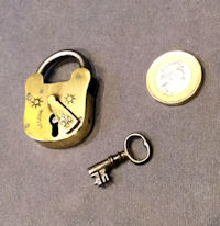 Small Brass Padlock and Key PL57