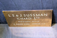 Sussman ( Chard ) Ltd Brass Nameplate NP416