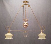 Twin Branch Brass Rise & Fall Electric Light Fitting