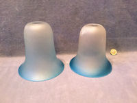 Very Near Pair of Blue Tinted Glass Lamp Shade S487