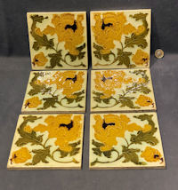 Yellow Floral Glazed Tile, 5 matching available T223