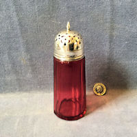 Silver Mounted Cranberry Glass Sugar Shaker SS3